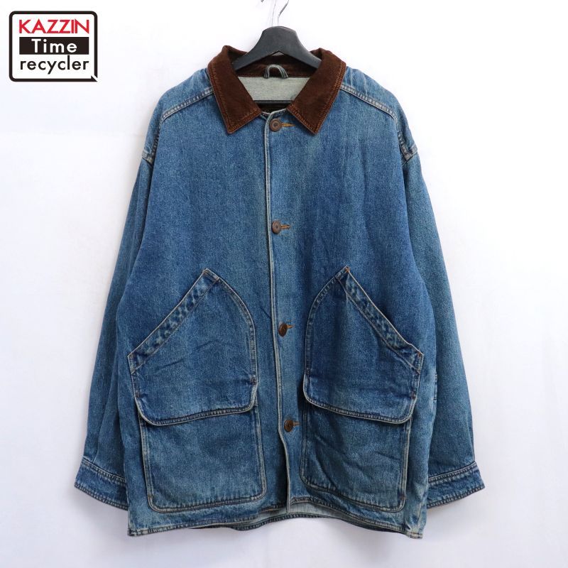 80s 90s eddie baure デニムジャケット　コーデュロイ 90s vintage Eddie Bauer デニム 襟コーデュロイ ハンティング