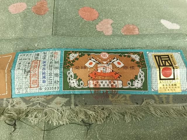 平和屋着物○本場染大島紬 訪問着 手描き 絞り 雪輪花文 中昌釉織物  