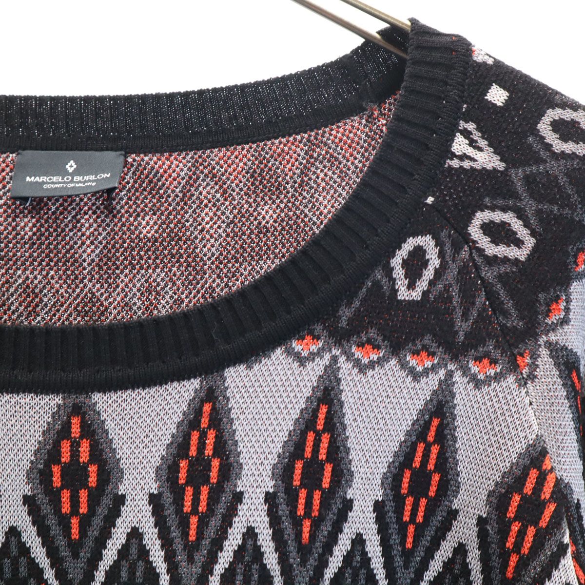 MARCELO BURLON マルセロバーロン エスニック柄 長袖 ニット XL ブラック セーター メンズ MARCELO BURLON マルセロバーロン エスニック柄 長袖 ニット XL