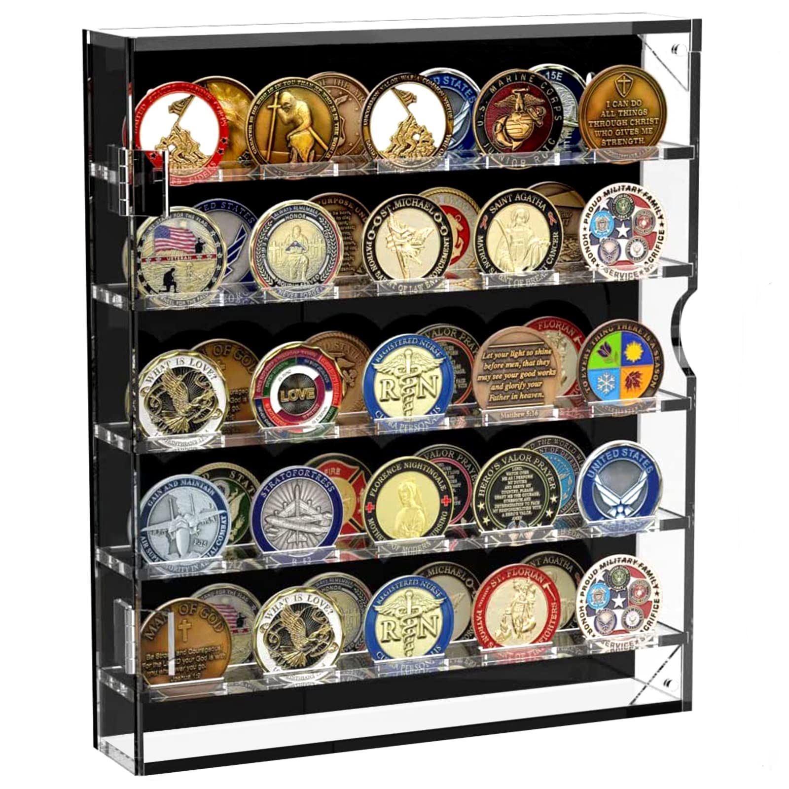良い Carmanon コインホルダー チャレンジコインディスプレイケース アクリルミリタリーチャレンジコインホルダー コレクター用 クリアコインケース  コインボックス 45個のミリタリーメダルポーカーチップピンバッジ 磁気ドア付き Amazon.co.jp: カルマノンコインホルダー ...