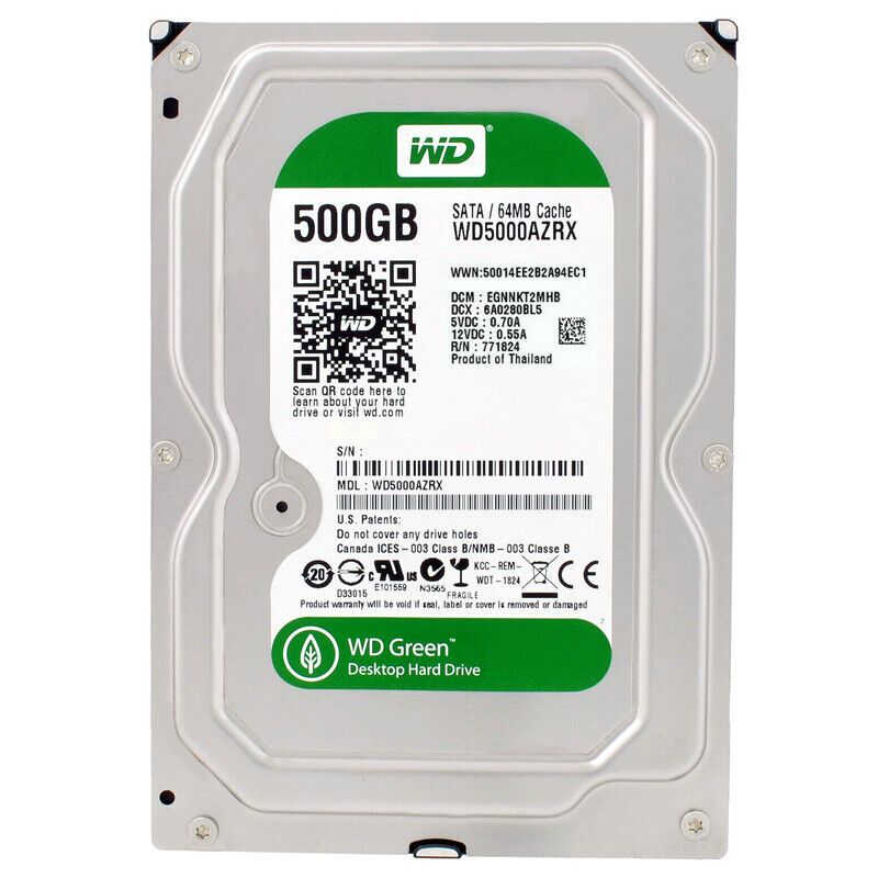 Western Digital 500GB WD5000AZRX 7200R|min 64MB Sata III 3.5 Hard Drive