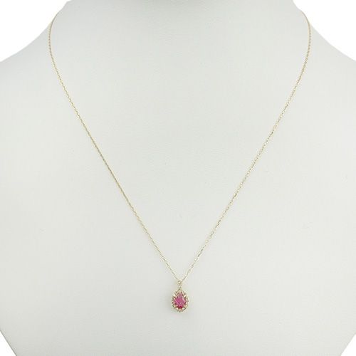 R0.6/D0.15 ダイヤモンド ルビー ネックレス K18 イエローゴールド YG  