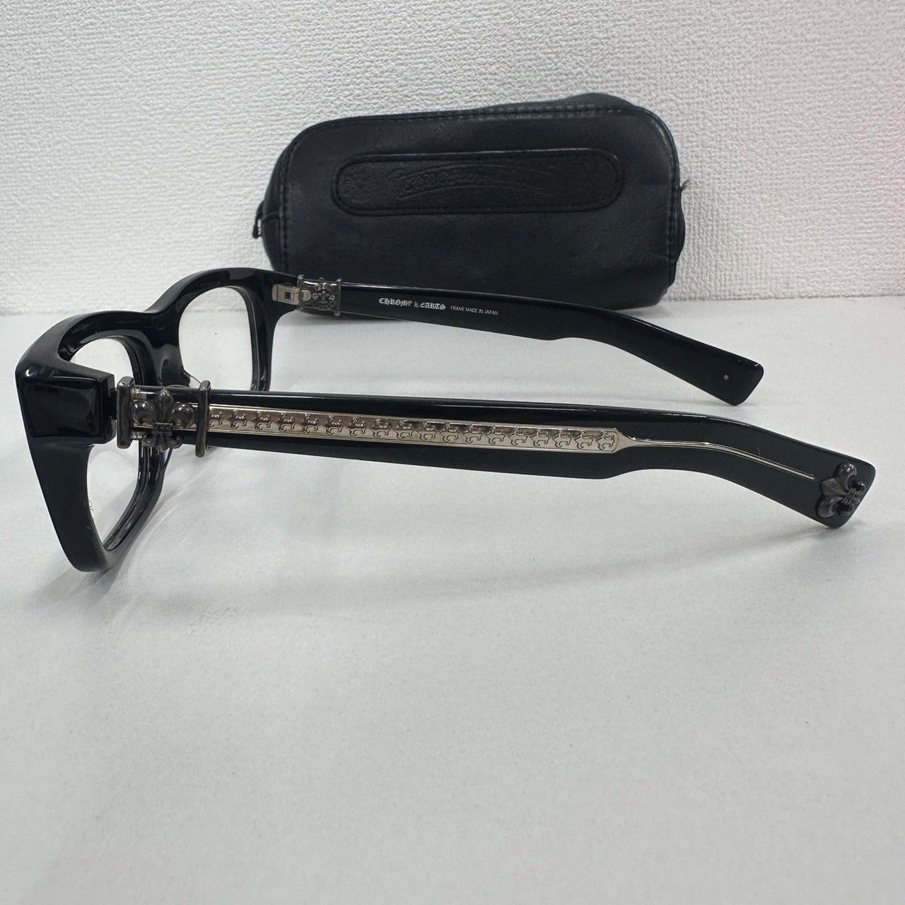 クロムハーツ ブラックフレーム 長方形メガネ クロムハーツ メガネ 黒縁