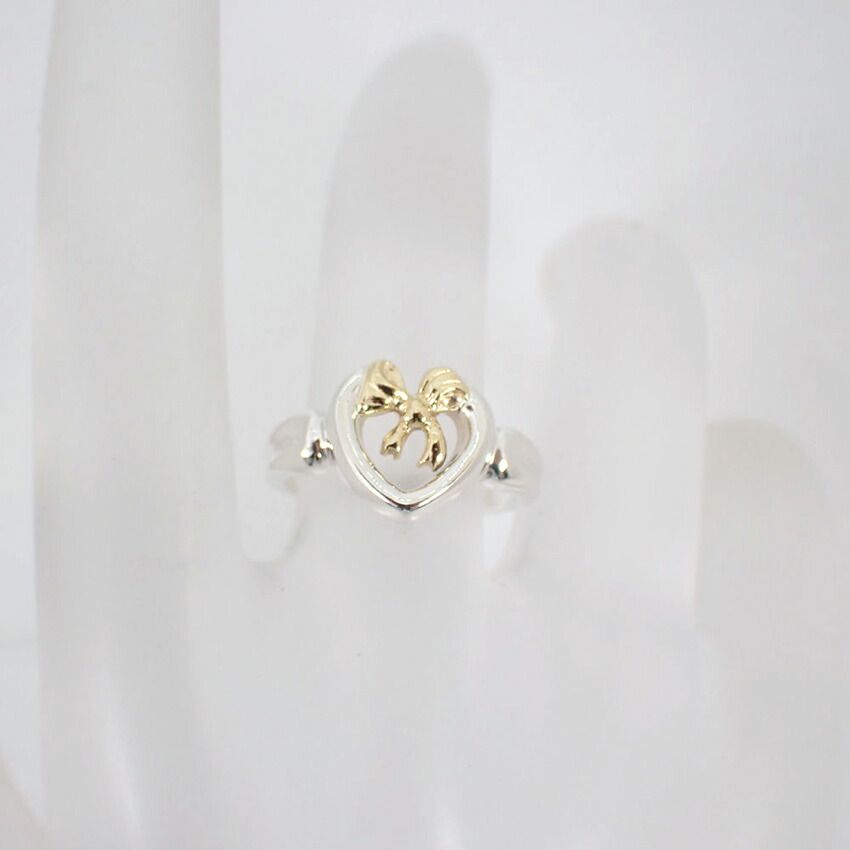 【美品】ティファニー ハート＆リボンリング 925/750 #7.5 Tiffany & Co. - 【TIFFANY&Co.】ティファニー ハートリボン