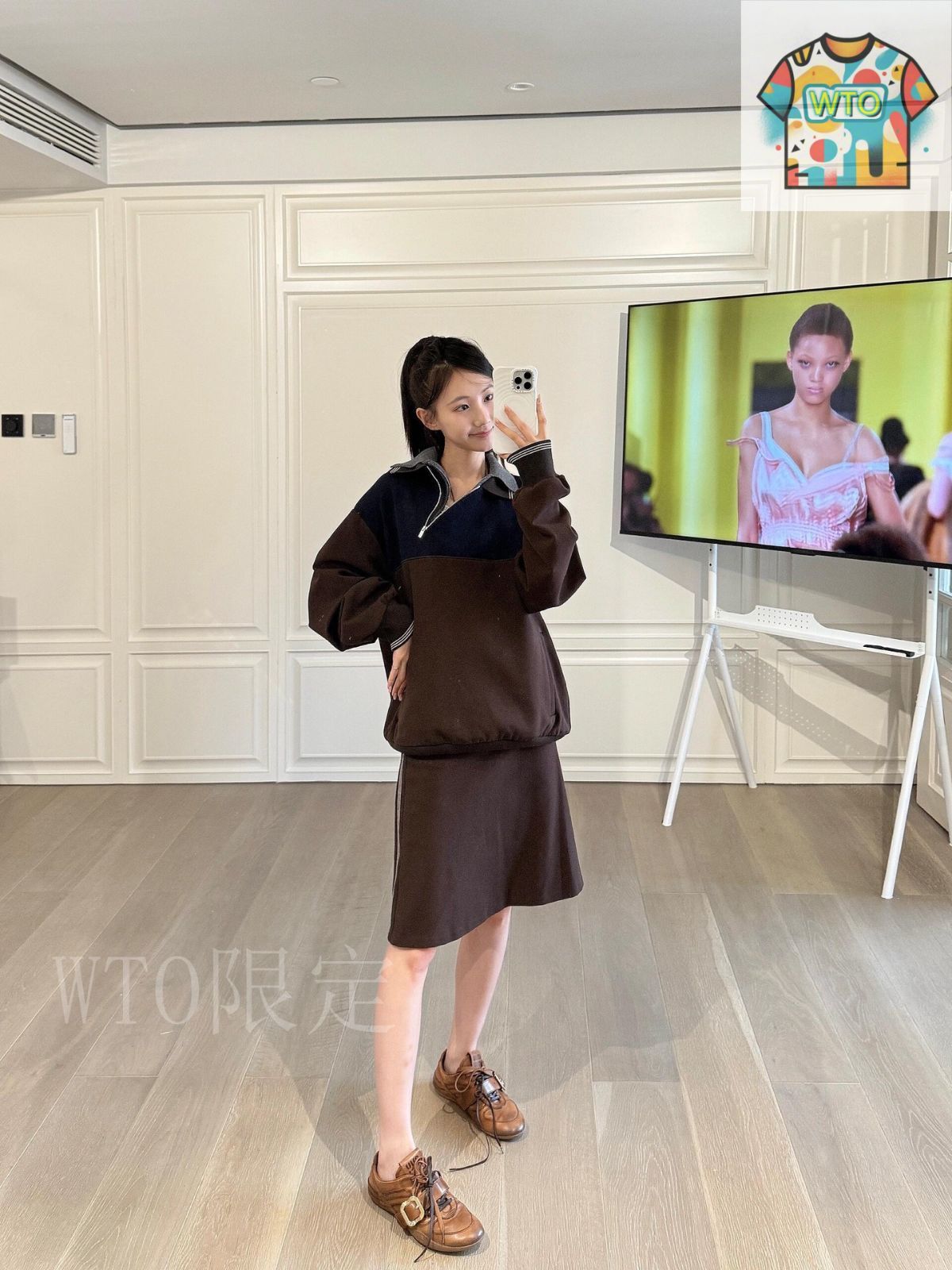 今日特価】Miu Miu アカデミック風ハイウエストスカート-3