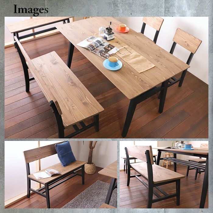 ♪ヴィンテージ調 ダイニングベンチ(単品) 背もたれ付 ♪ヴィンテージ調 ダイニングベンチ(単品) 背もたれ付