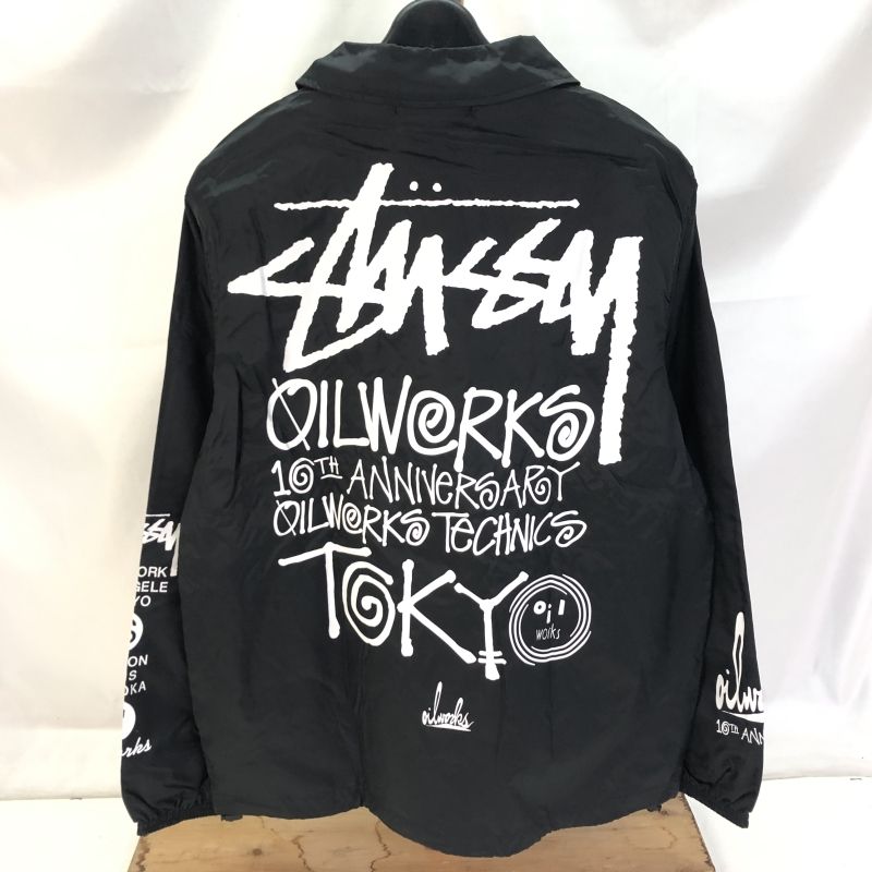 中古】 ステューシー × オイルワークス STUSSY × OIL WORKS 10THアニバーサリー コーチジャケット ブラック サイズS メンズ  アウター 長袖 ジャケット ナイロン 01w-0429 【結城店】 - メルカリ