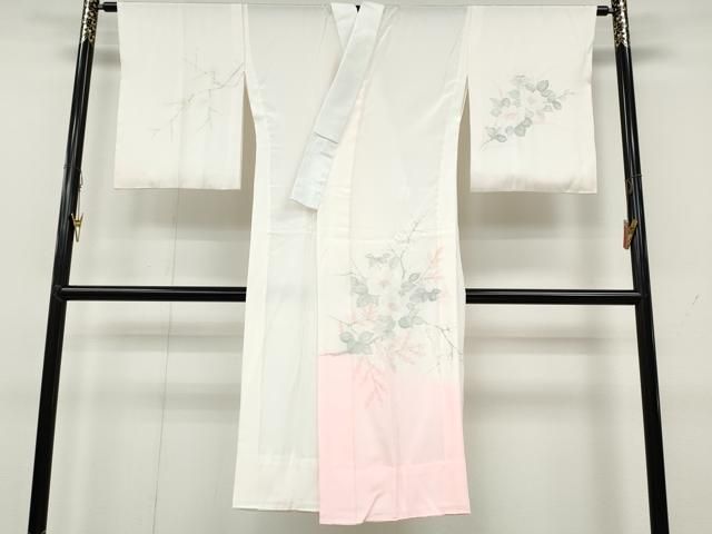 平和屋着物●長襦袢 無双仕立て 手描き 枝花文 暈し染め 正絹 CAAY5119ut