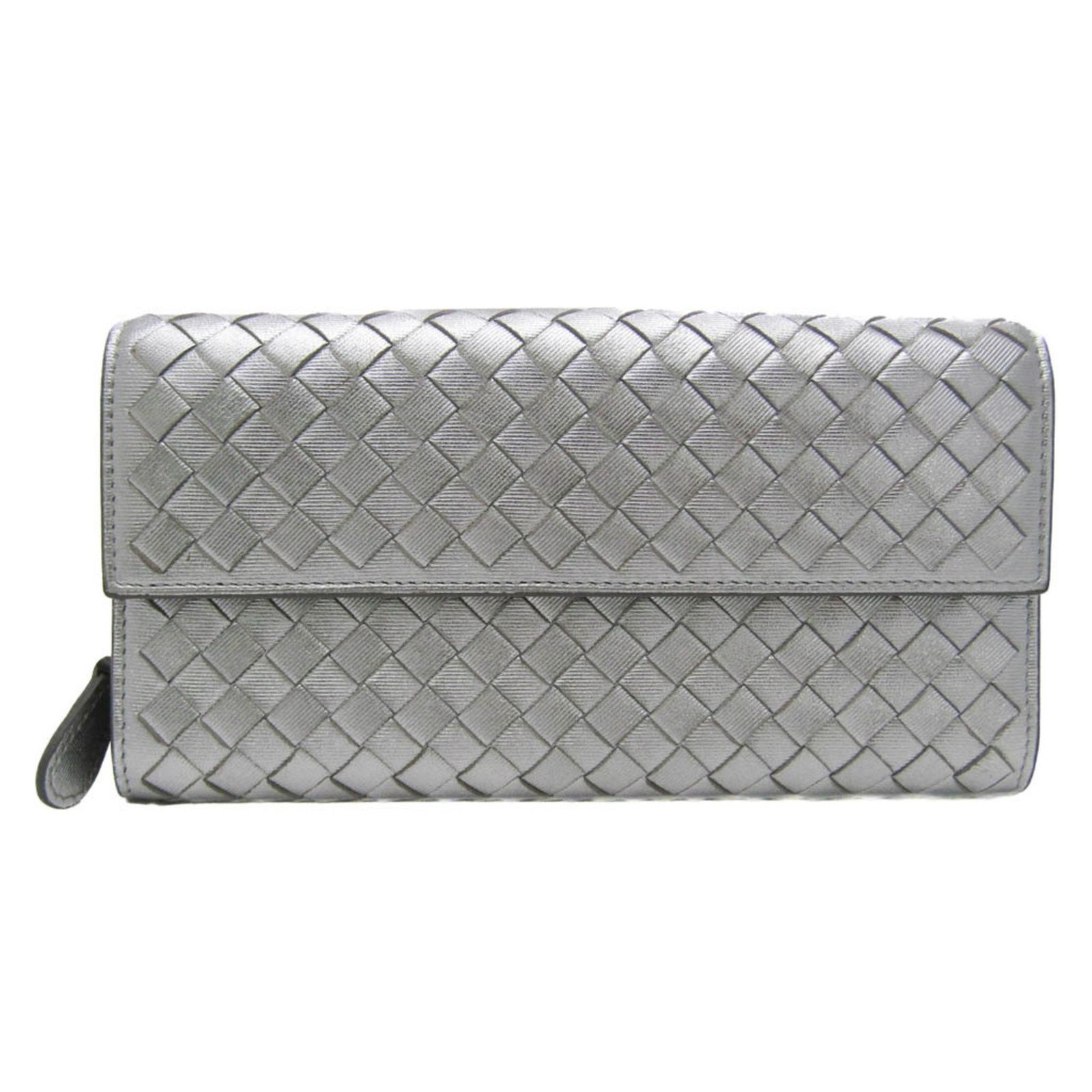 BOTTEGA VENETA 財布 二つ折り レザー イントレチャート グレー 