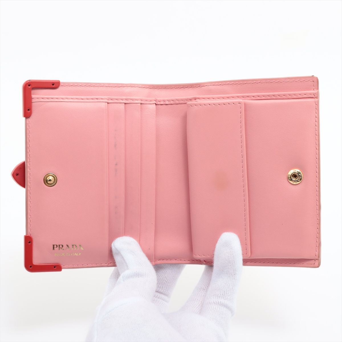 極美品・レア品】プラダ 二つ折り財布 カイエ ピンク ハート レザー  