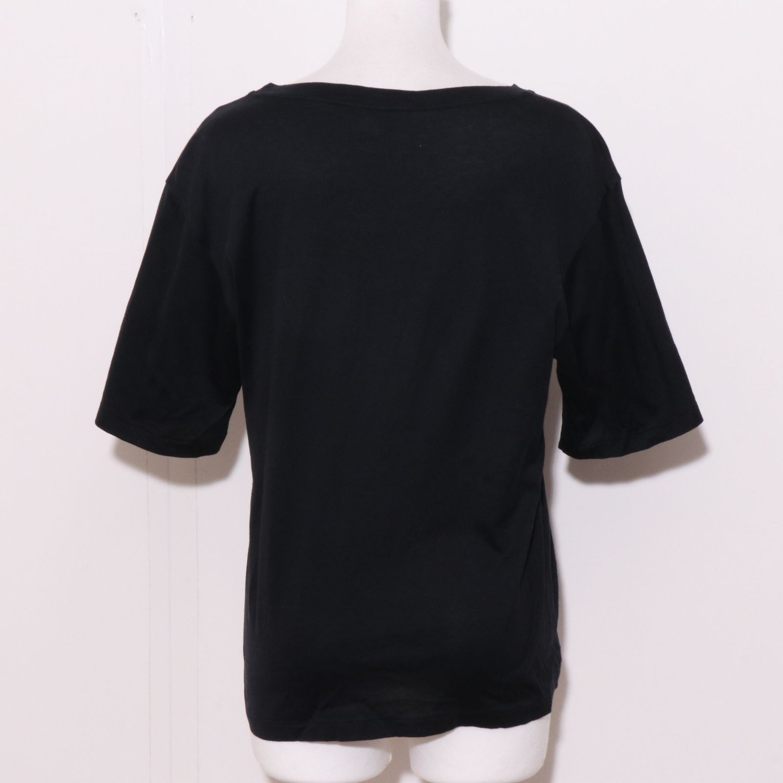 新品同様/ルイフェロー Louis Feraud シャツブラウス 小さい 表記 7号 S 相当 黒 レディース トップス 春 夏 長袖 綿100 コットン ビジュー ルイフェロー LOUIS FERAUD シャツ ブラウス 七分袖 刺繍 シルク