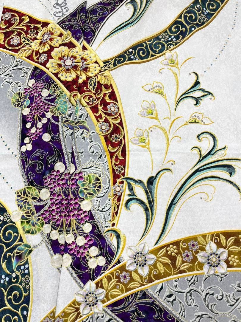 訪問着 未仕立て品 仮絵羽 銀通し 正絹 八掛付き 大衆演劇 舞台衣装