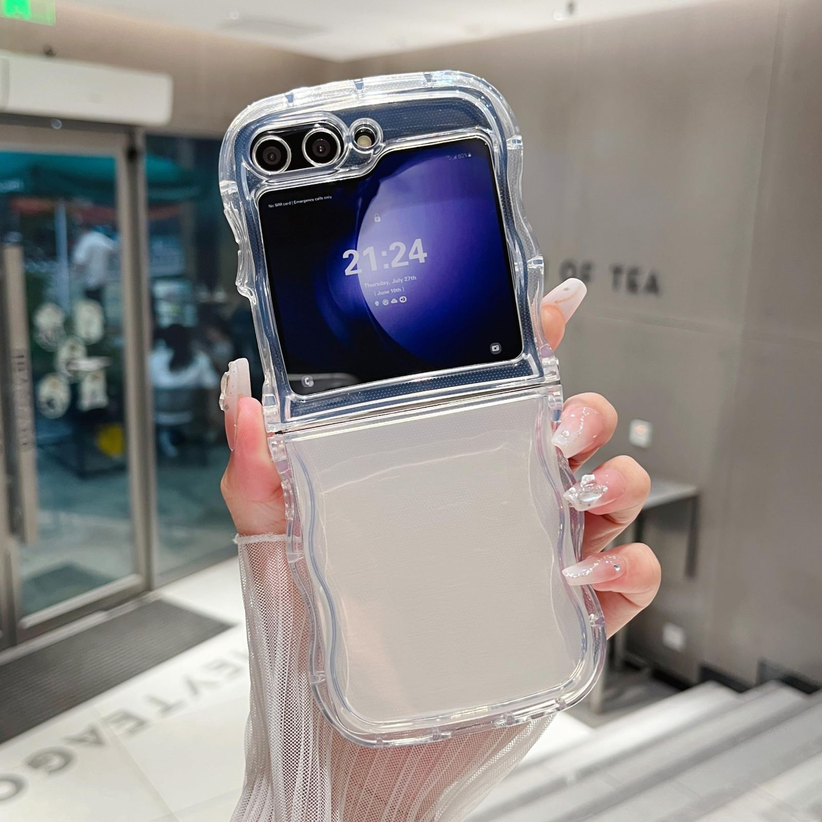 Z Z Flip 5 (SC-54D/SCG23) ウェーブケース 用クリアケース 透明 カバー 軽量 柔軟な ソフト Flip5 TPU スマホケース サムスン ギャラクシー Galaxy Z Flip5 携帯ケース 耐衝撃 ZTOFERA 黄変防止 落下防