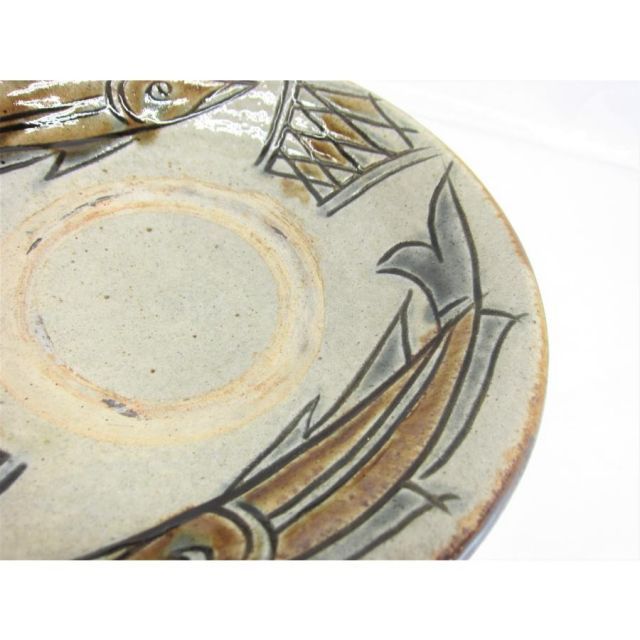 双魚文三寸皿 人間国宝 金城次郎作 工房読谷移動中期頃