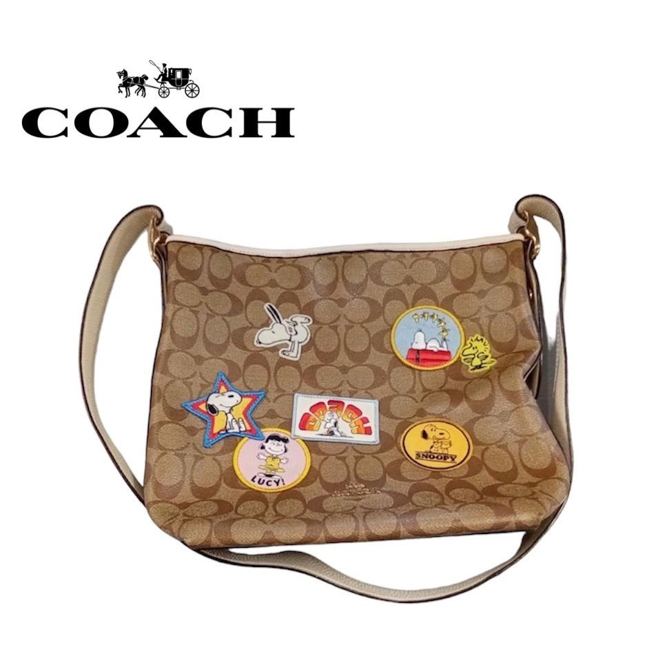 COACH コーチ ショルダーバッグ C4112 スヌーピー シグネチャー 茶色