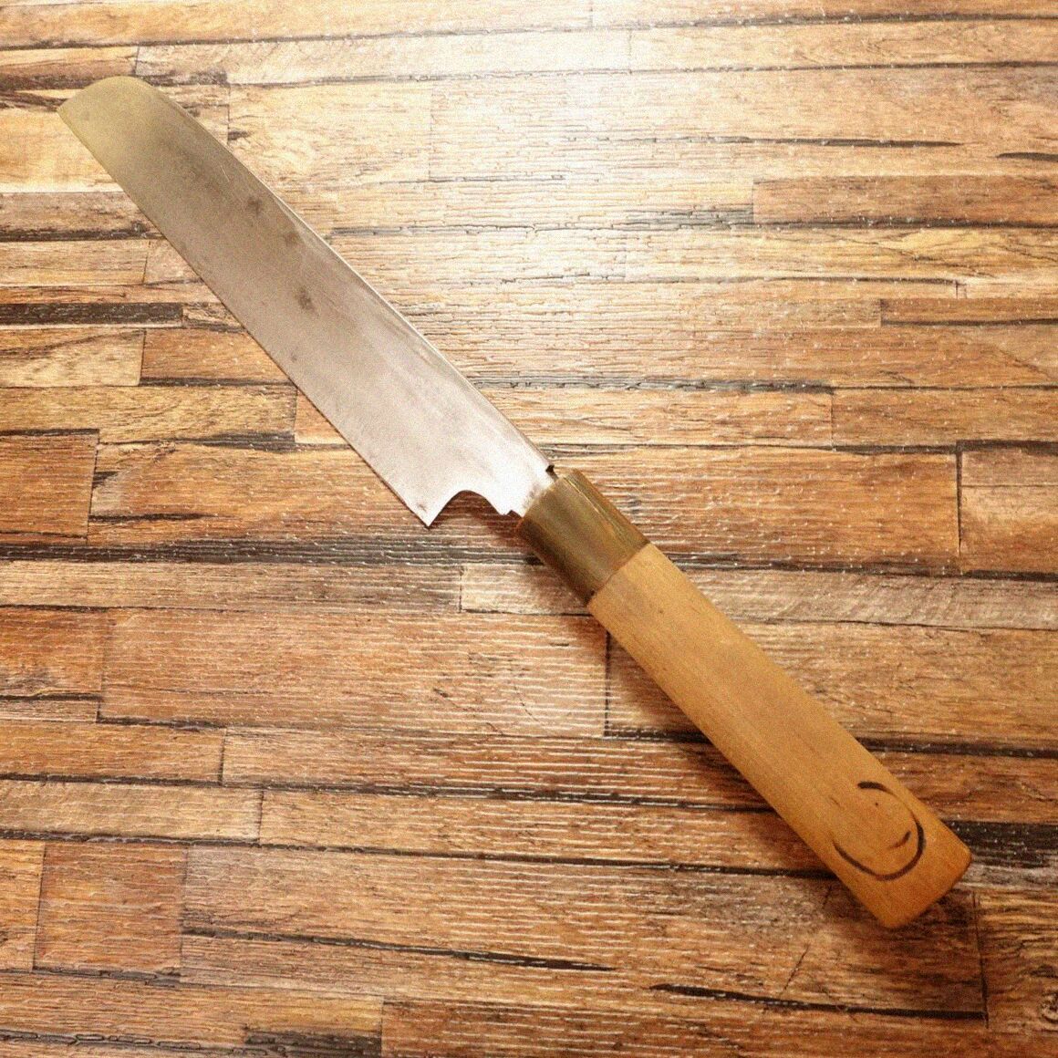 イヅツキ木屋 鎌薄刃包丁 研ぎ済 水牛柄 片刃 丁寧使用品 225mm