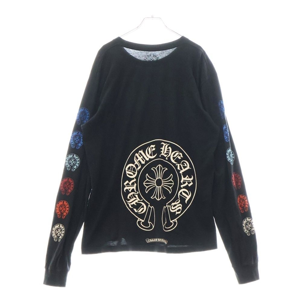 CHROME HEARTS クロムハーツ CH L S 1 マルチホースシュープリント クルーネック長袖Tシャツカットソー ロングスリーブ ロンT ブラック