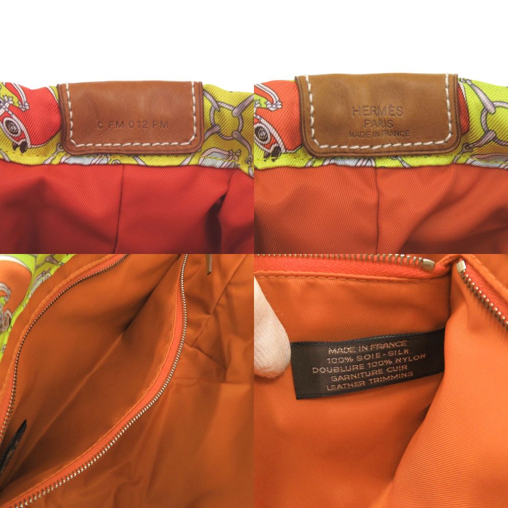 新品同様 エルメス フールビ 25 バッグインバッグ シルク ライム
