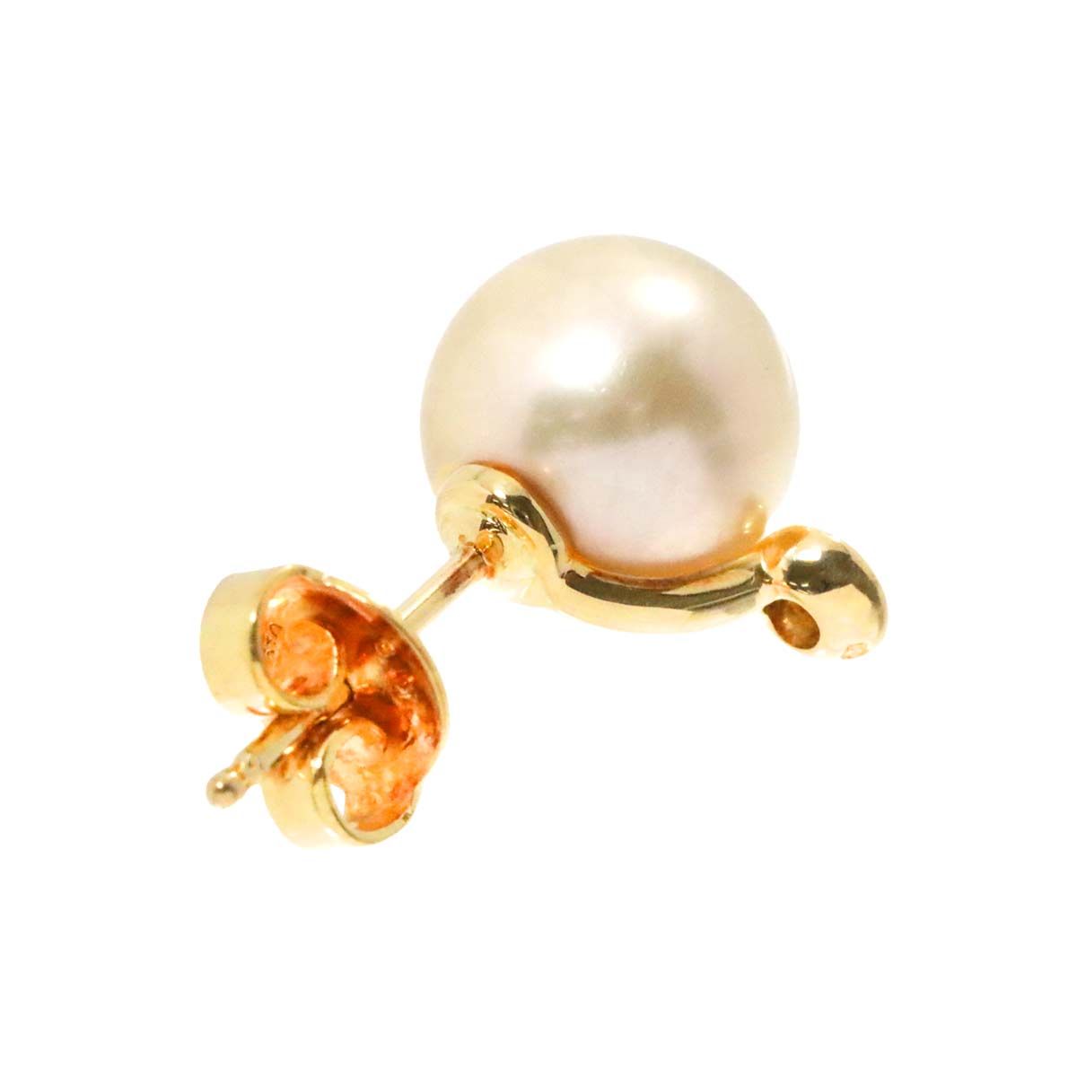 ミキモト MIKIMOTO 白蝶真珠 8.8mm ダイヤ ピアス K18 YG イエロー  