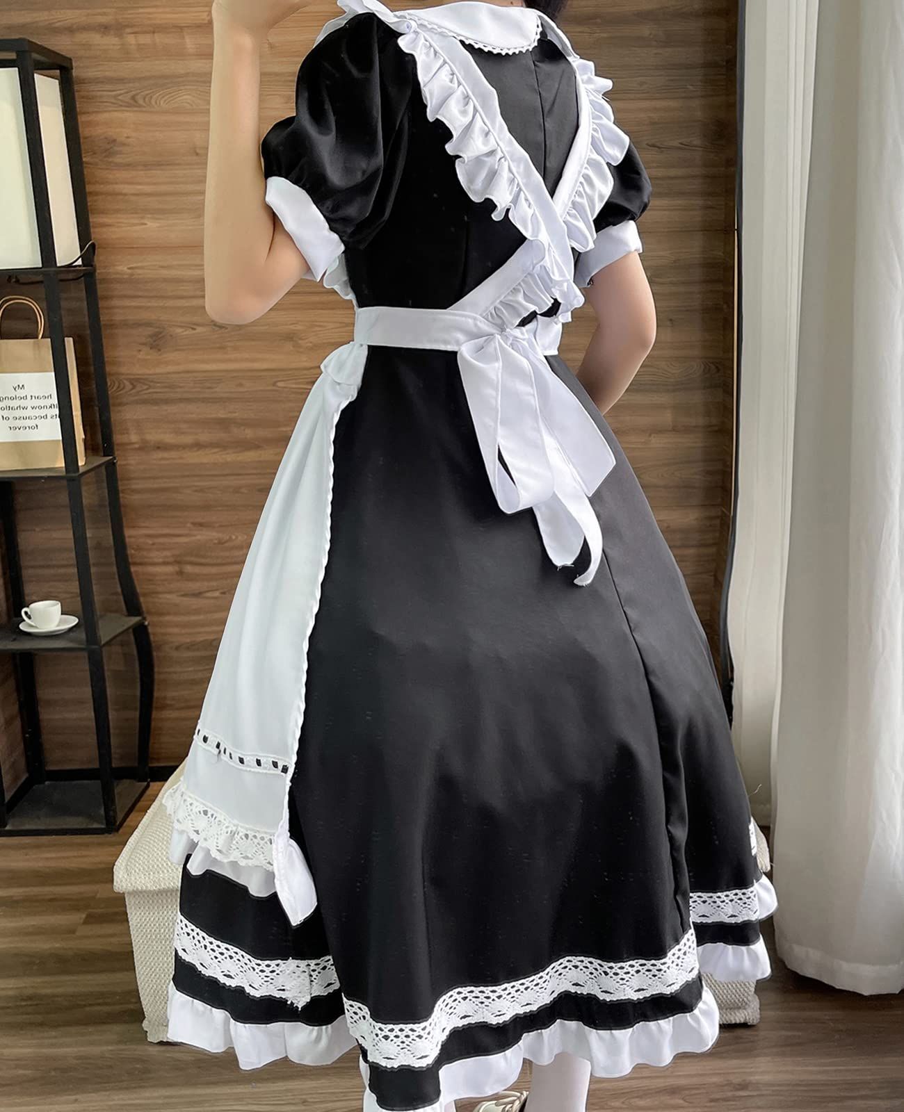 【売れ筋】【大バズり】長袖 メイド服 メイド服 レース レース 英国 半袖 ハロウィン ロング 正式 コスチューム メイドカフェ メイド 喫茶店 リボン 仮装 イギリス風 女装 コスプレ 大きいサイズ [NOKIJP]