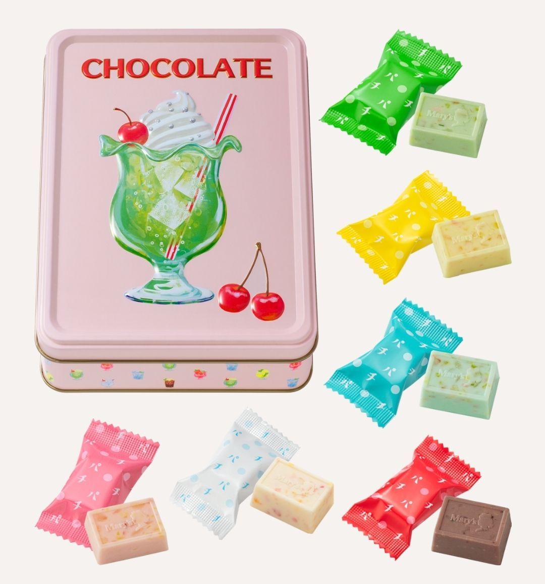 はじけるキャンディチョコレート メリー ネイビー＆ピンク ２缶セット