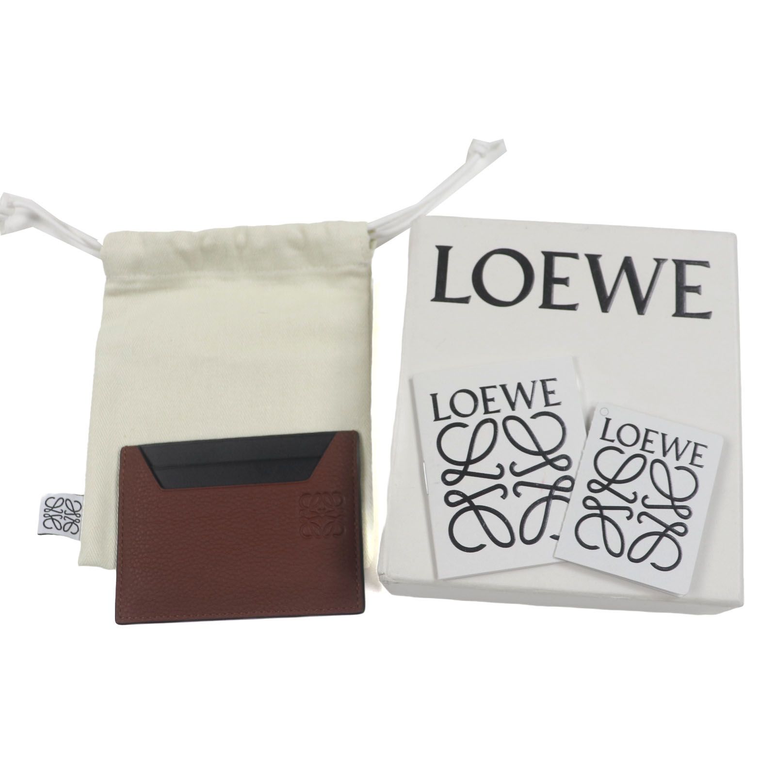 LOEWE ロエベ レザー アナグラム プレーン カードホルダー カードケース ブラウン ブラック 箱 保存袋付き スペイン製 メンズ