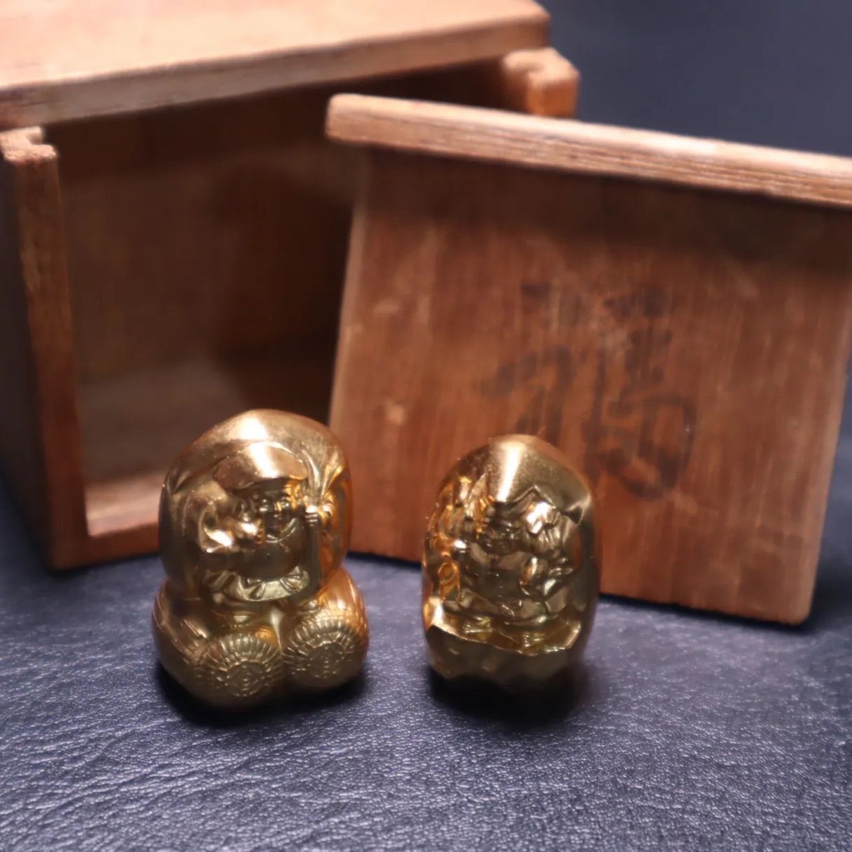 造幣局泉友会製 恵比寿様・大黒天様 置物 金張り 共箱 送料無料】