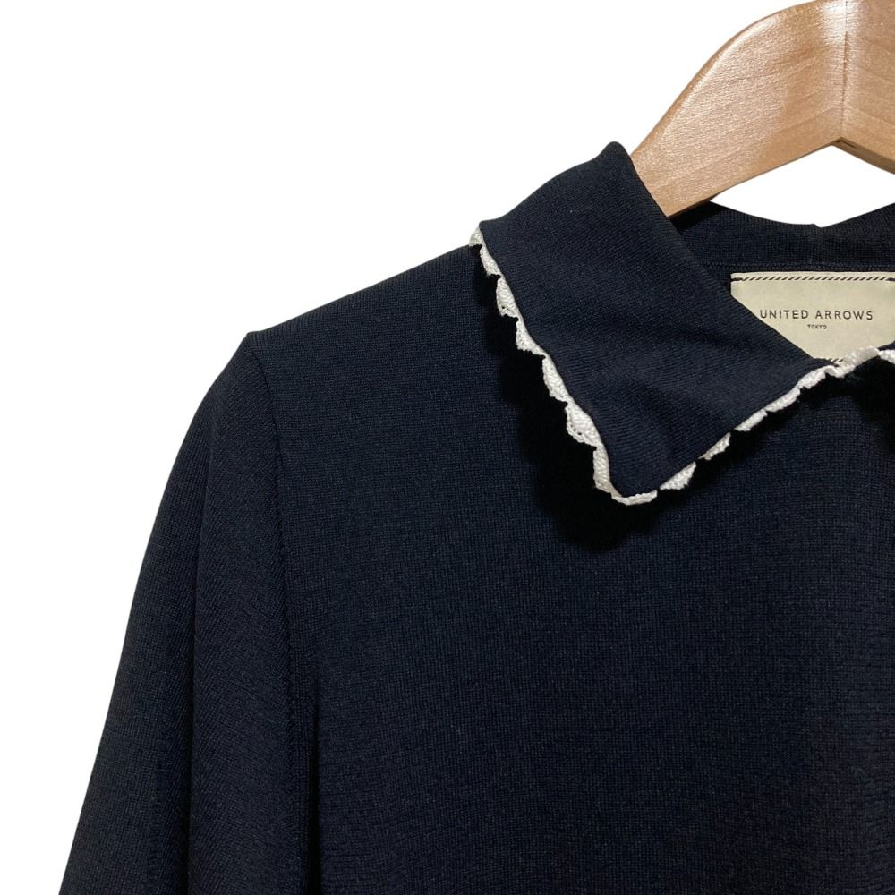 ユナイテッドアローズ 定番半袖ニット　ネイビー 美品 UNITED ARROWS ユナイテッドアローズ 半袖 襟付きニット
