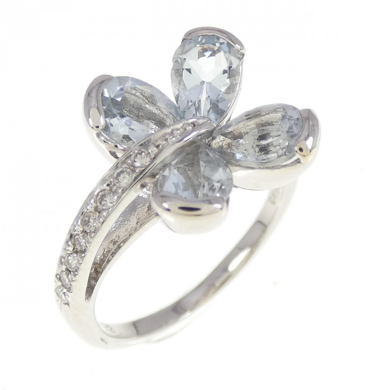 K18WG フラワー アクアマリン リング 1.32CT - メルカリ 