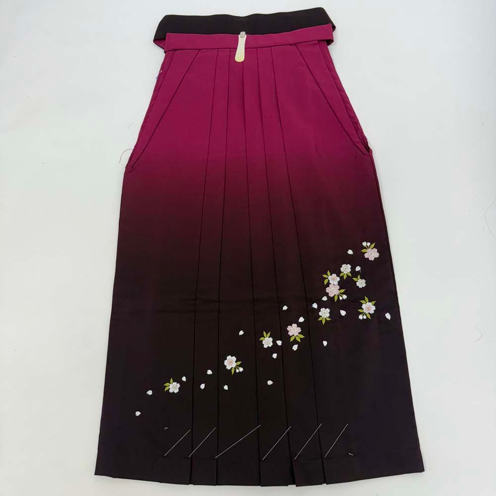 袴 M size 紐下丈90cm 行灯袴 卒業袴 女性用袴 刺繍 ぼかし エンジ ピンク 4745