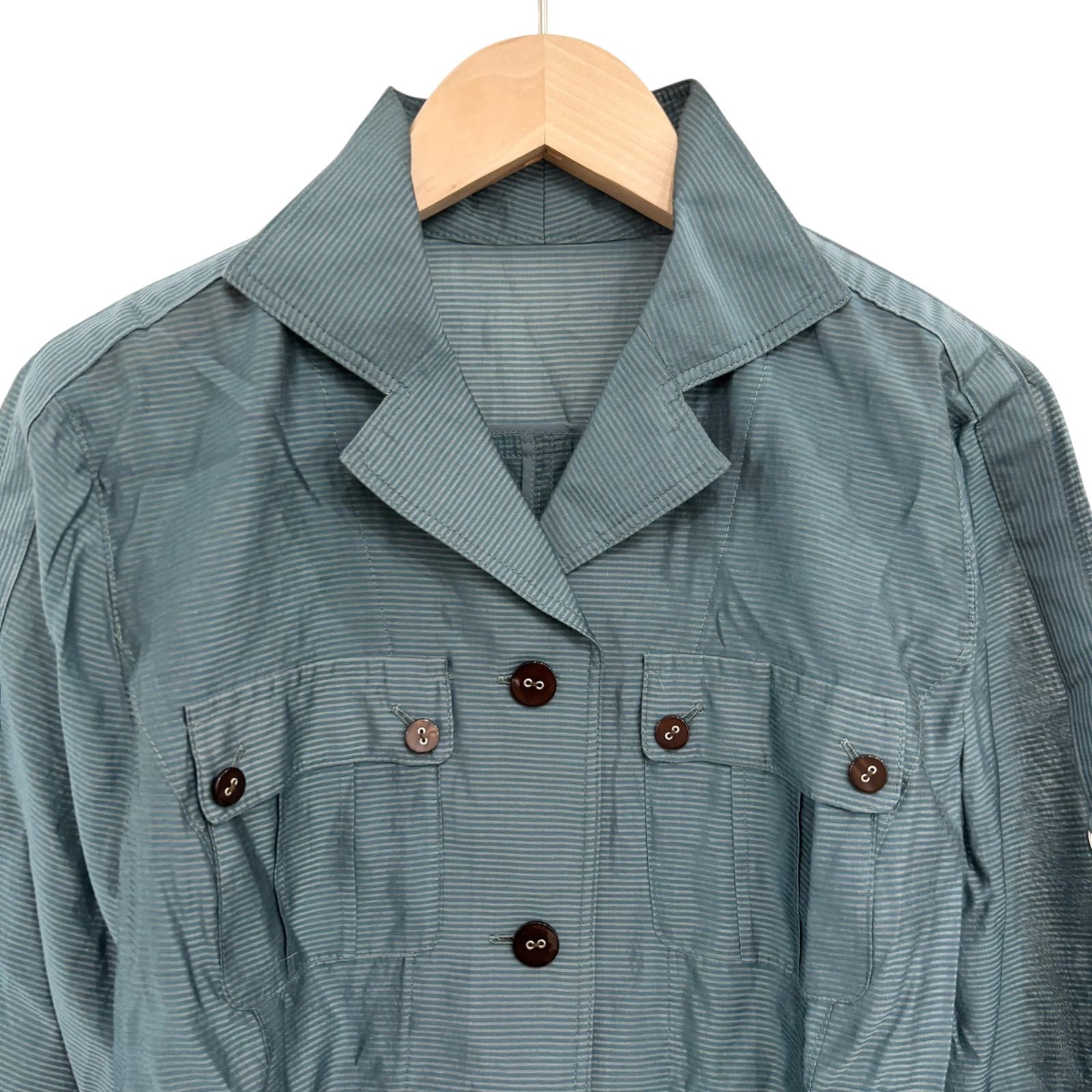 Z1398 【タグ付き美品】leilian レリアン ボーダー シルク混 七