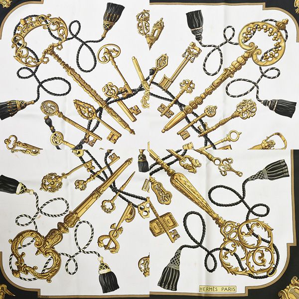 エルメス スカーフ レディース カレ90 LES CLES THE KEYS RARE