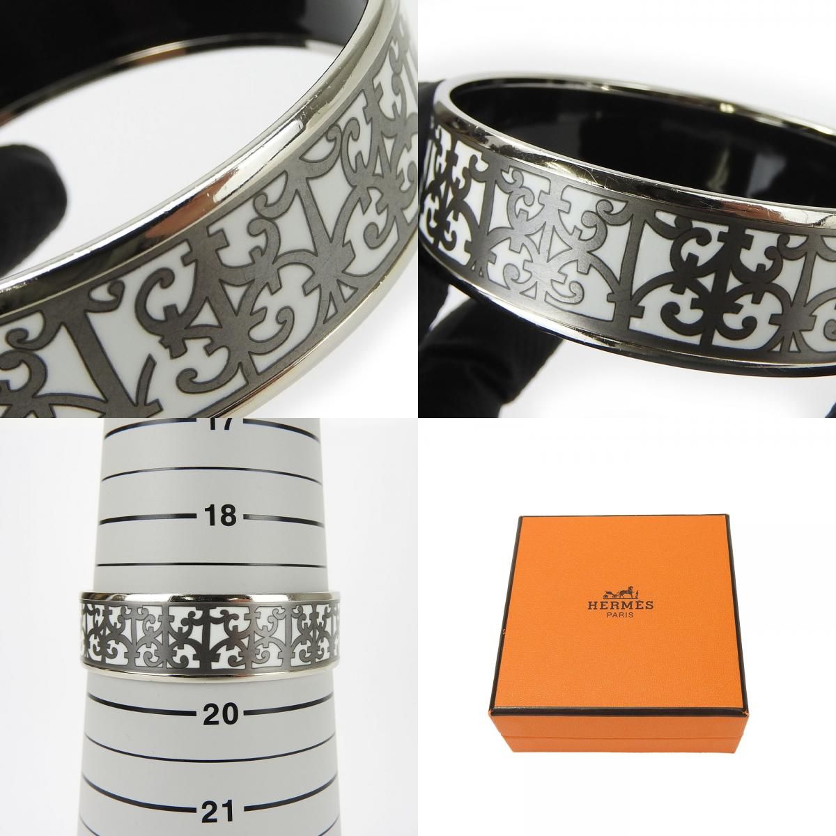 HERMES エルメス エマイユ ガダルキヴィール バングル シルバー ブラック HERMES】エルメス エマイユGM ガダルキヴィール バングル☆A品