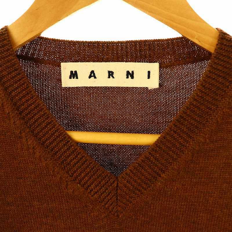 マルニ MARNI ウール Vネック ニットベスト 46 ブラウン /ES □OS 