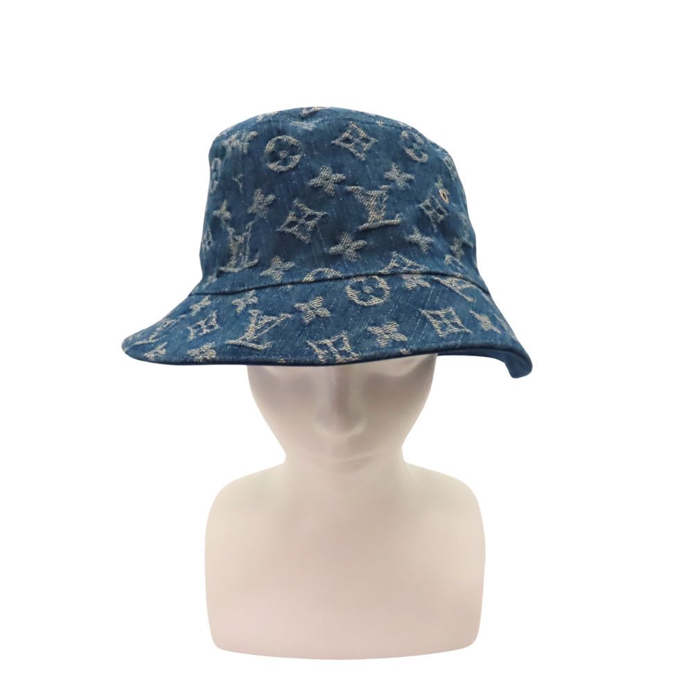 LOUIS VUITTON リバーシブル デニム ハット バケハ ブルーロゴ