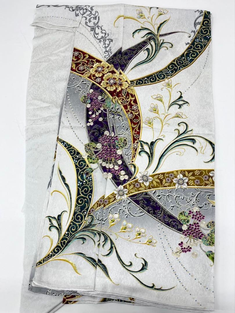 訪問着 未仕立て品 仮絵羽 銀通し 正絹 八掛付き 大衆演劇 舞台衣装