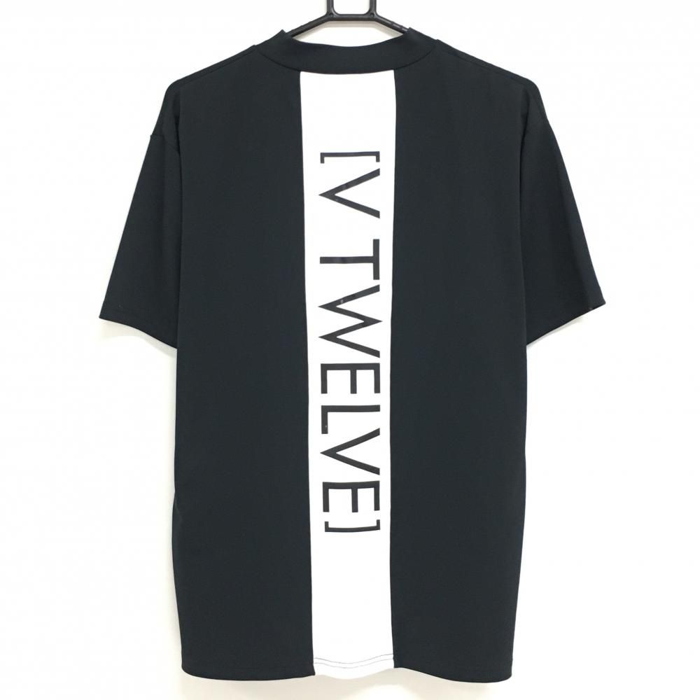 美品　V12 半袖　ゴルフハイネックシャツ 美品】V12 半袖ハイネックシャツ 黒×白 背面ビッグロゴ