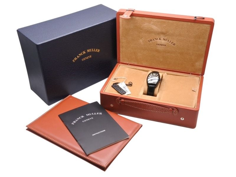 FRANCK MULLER フランクミュラー カサブランカ ノアール Ref.5850 SC CASA NR 100本 腕時計 黒文字盤 型押し革ベルト 自動巻き 4b007869