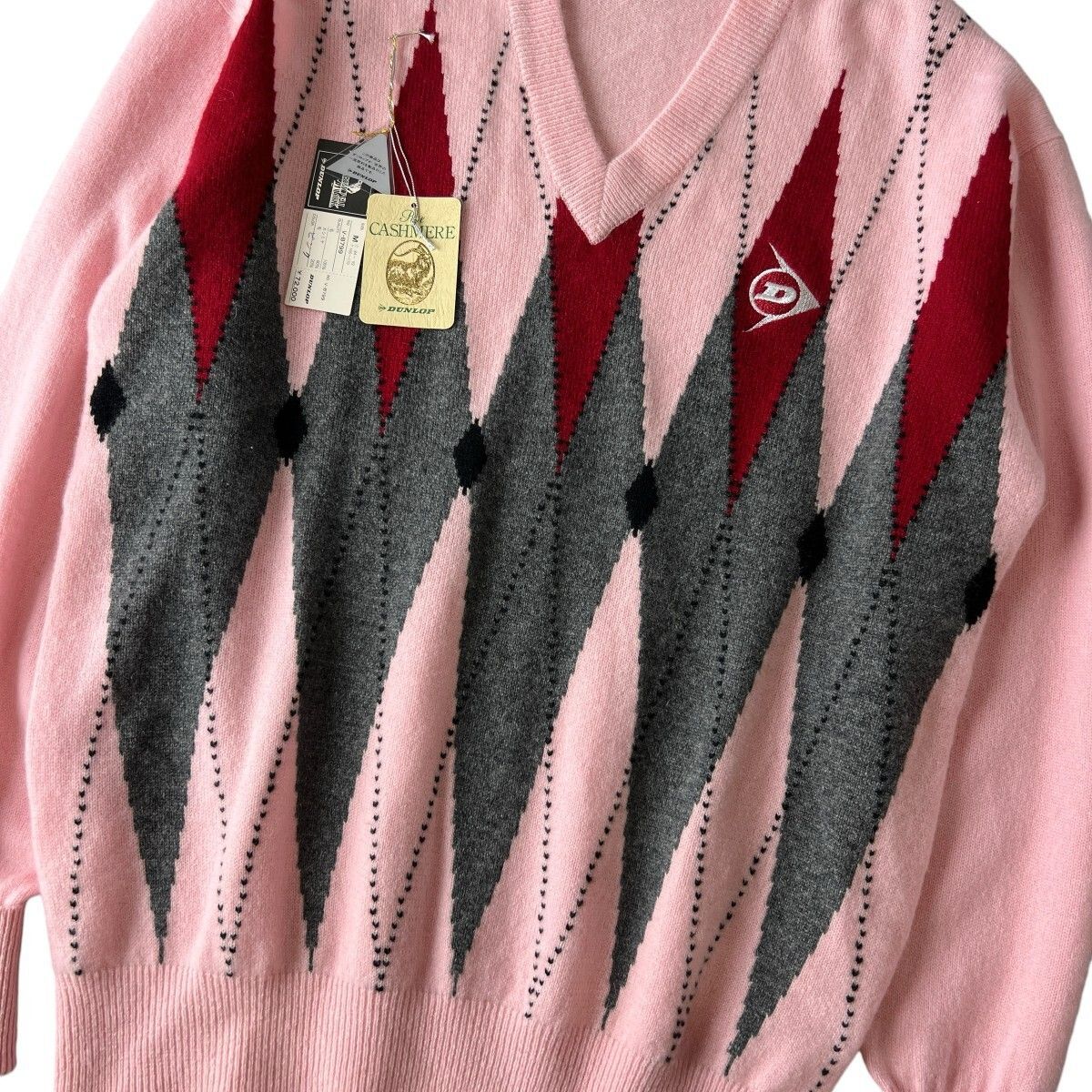 ダンロップ 最高級 カシミヤ100% 上質 Vネック ニット セーター