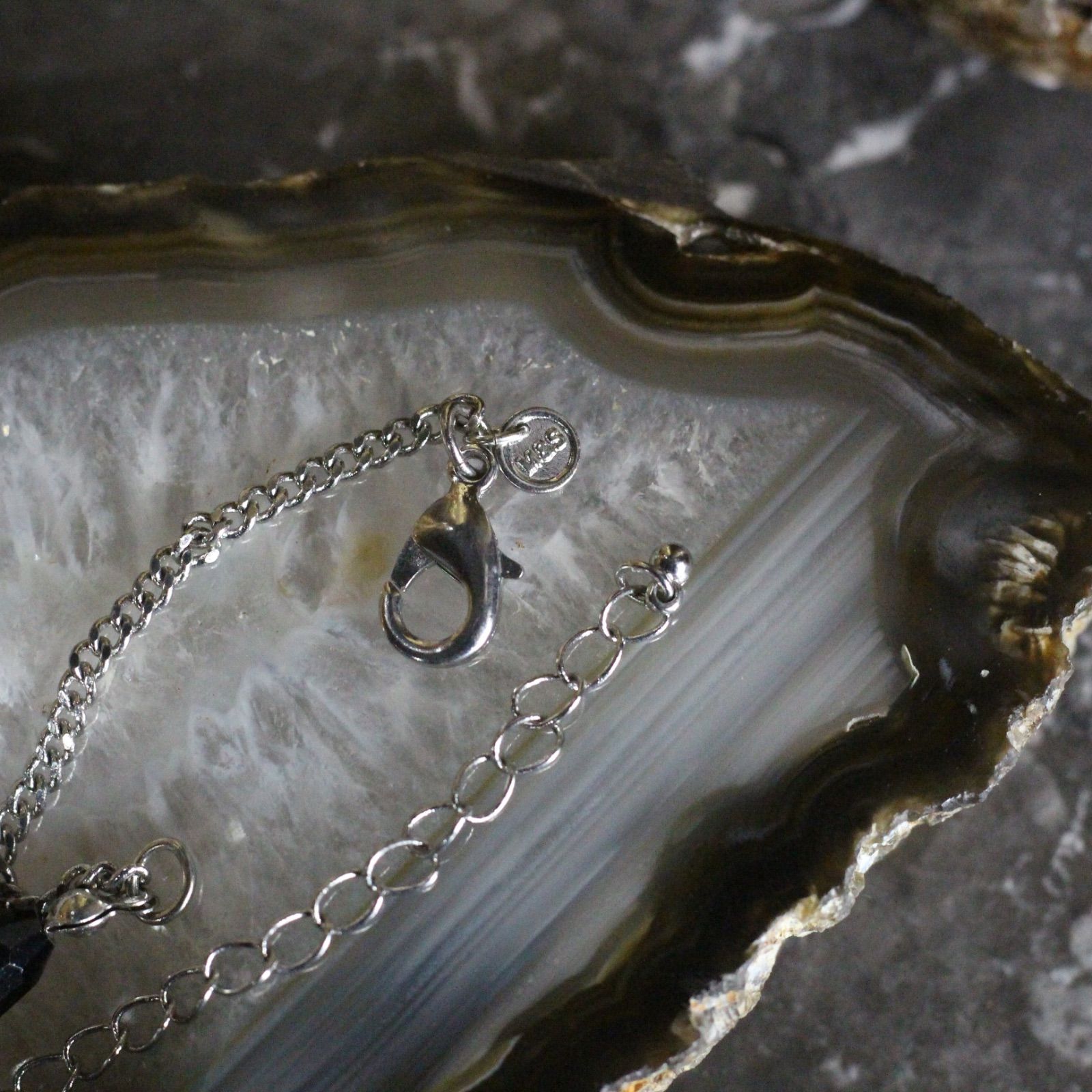 USA VINTAGE BLACK STONE SPIRAL CHAIN DESIGN NECKLACE/アメリカ古着 