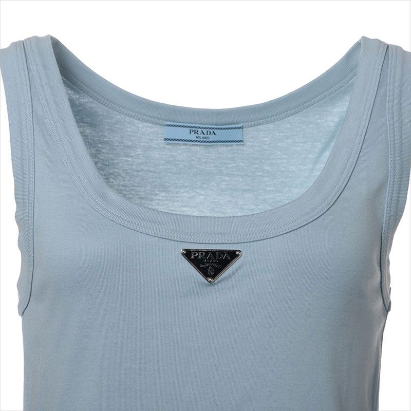 PRADAプラダジャージーリブニットタンクトップスロゴプレート 36 PRADA