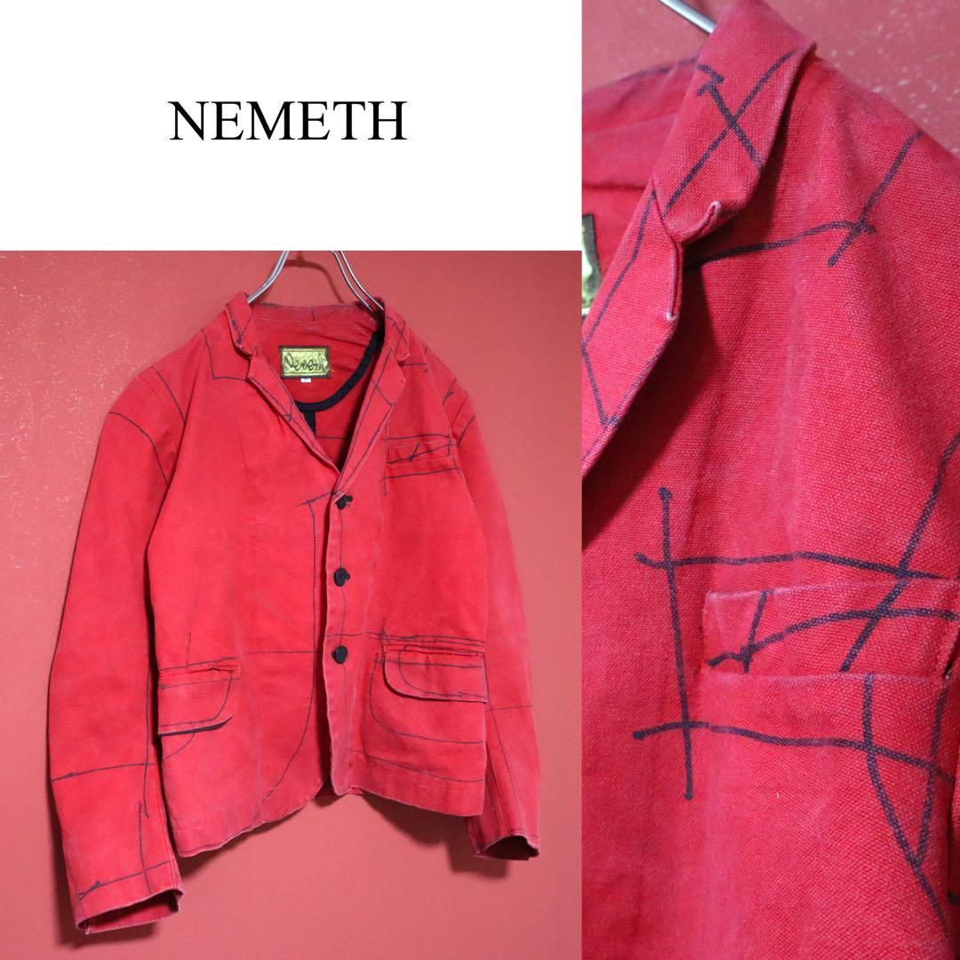 レディース Christopher Nemeth プリントデザイン レッド テーラードJKT