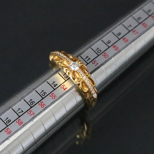 銀座店 クロムハーツ 22K ベイビークラシック フローラルクロス リング