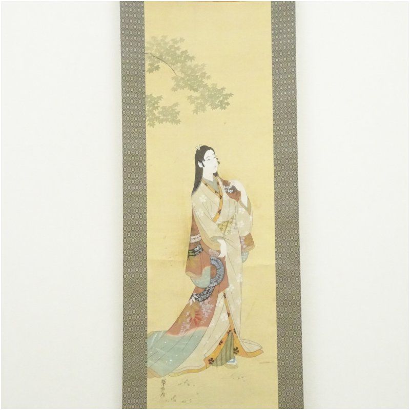 清水琴堂筆 水墨山水 肉筆絹本掛軸（共箱） 掛け軸 床の間 書 おしゃれ