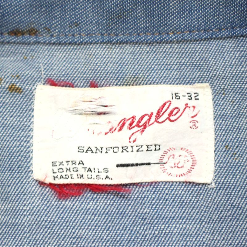 70s USA製 vintage Wrangler デニム ウエスタンシャツ メンズ 表記16