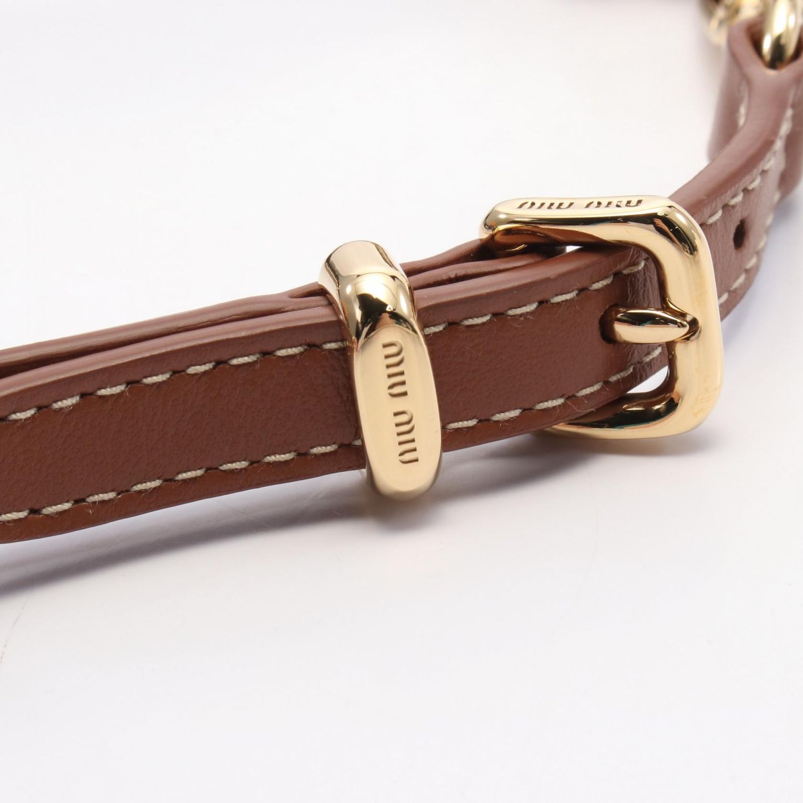 ミュウ ミュウ Miu Miu チャーム トリック カーキ/ブラウン レザー  