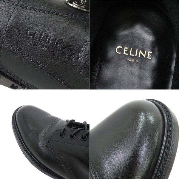 美品 CELINE セリーヌ 2019AW RA02 レザー ダブル ベルト ストラップ レースアップ サイドジップ レンジャー コンバット ブーツ  箱付 46578 - メルカリ