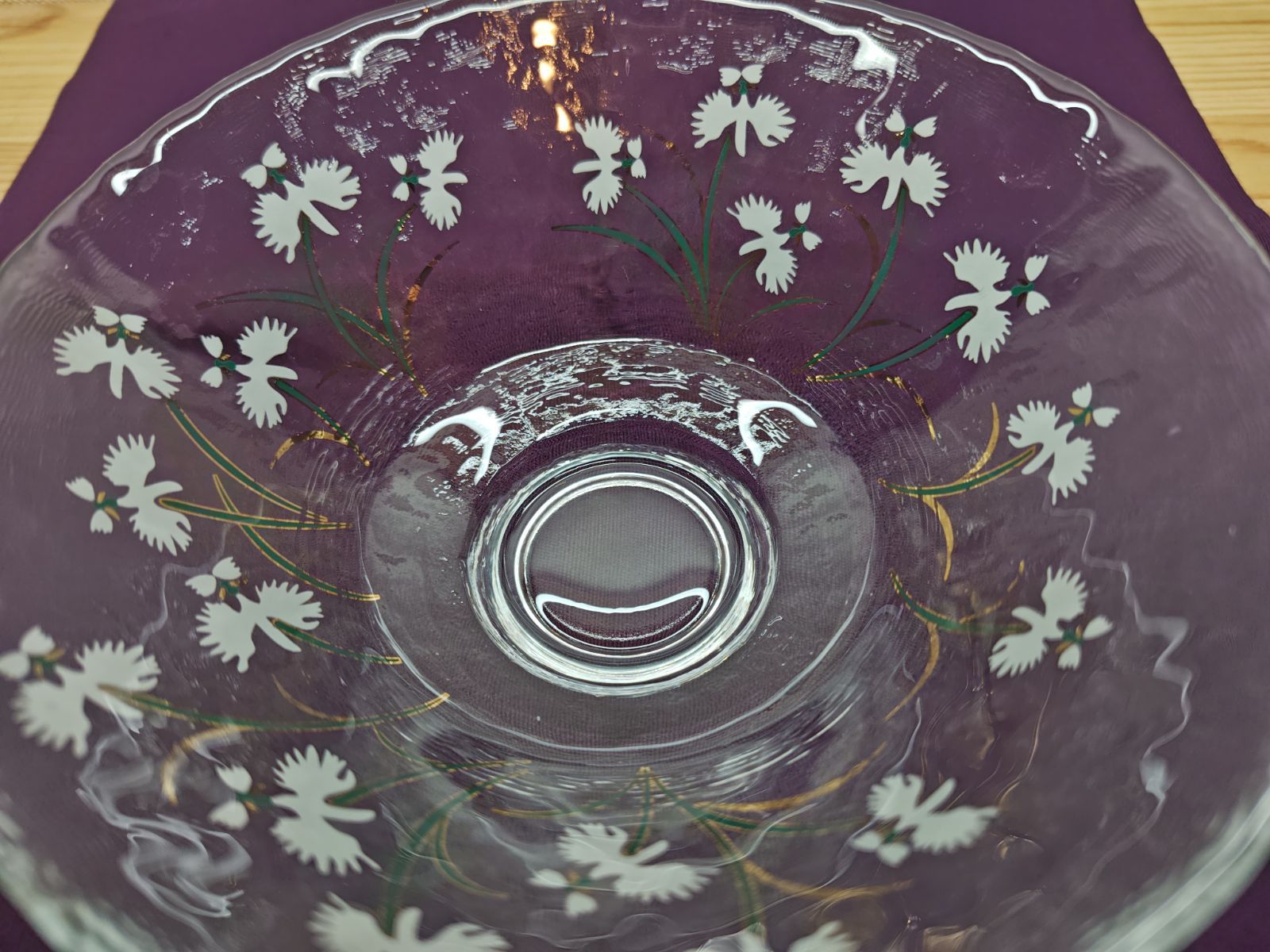 逢絢亭・新品】茶道具 茶碗 平茶碗 義山 鷺草の図 工芸ガラス 超耐熱