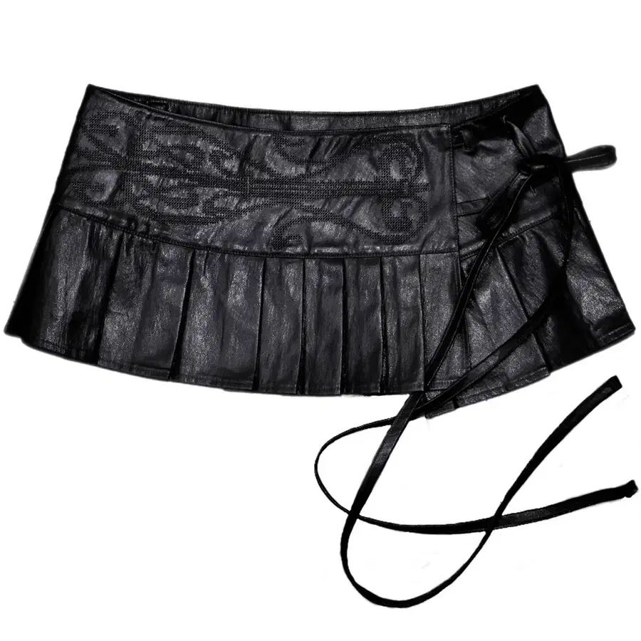 ボーン ブラック プリーツ スカート