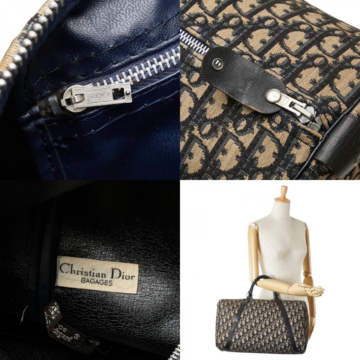 【極美品】Dior ミニボストンバッグ トロッター キャンバス レザー ディオール トロッター ハンドバッグ ミニボストンバッグ